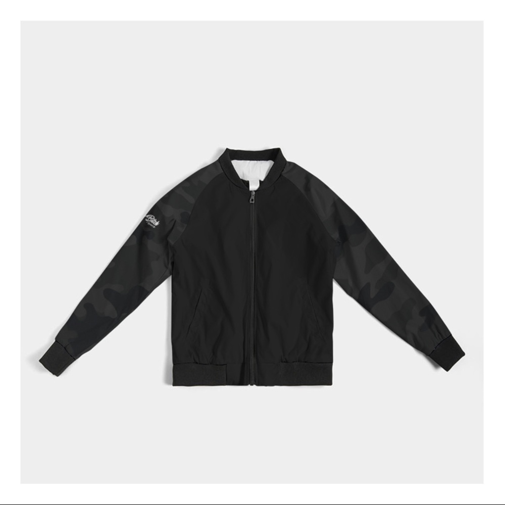 🎉HP 🖤 Everyday Bomber Jacket Black Camo NWT - Picture 3 of 9